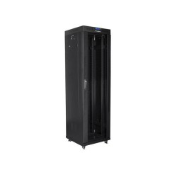 Szafa instalacyjna Rack stojąca 19" 42U 600x600 czarna drzwi szklane LCD