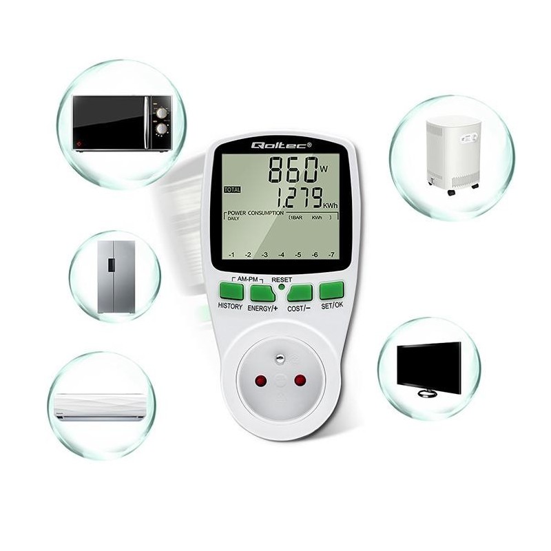 Watomierz Qoltec Licznik zużycia energii PM0627 z... | PartsPC.pl