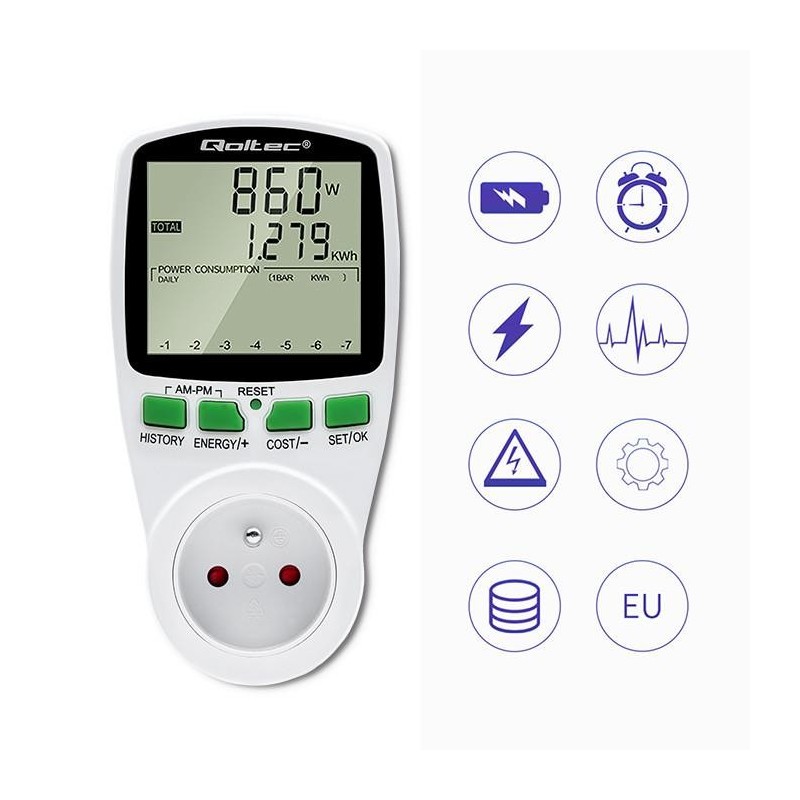 Watomierz Qoltec Licznik zużycia energii PM0627 z... | PartsPC.pl