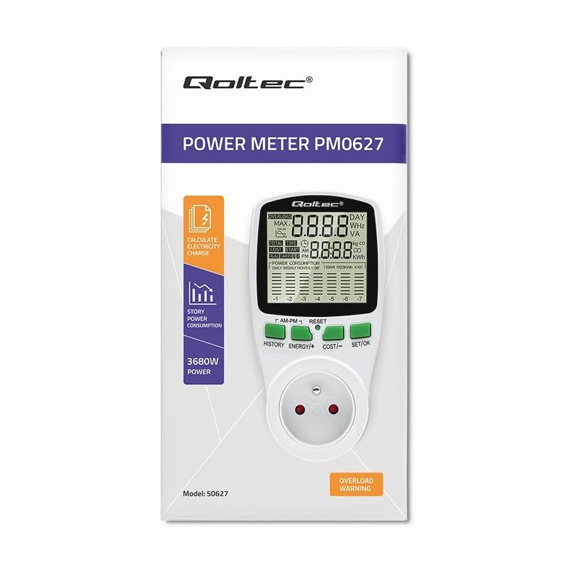 Watomierz Qoltec Licznik zużycia energii PM0627 z... | PartsPC.pl