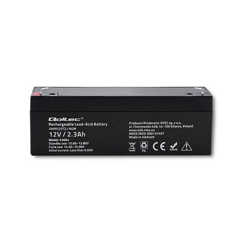 Akumulator AGM Qoltec 12V | 2.3Ah | PartsPC.pl