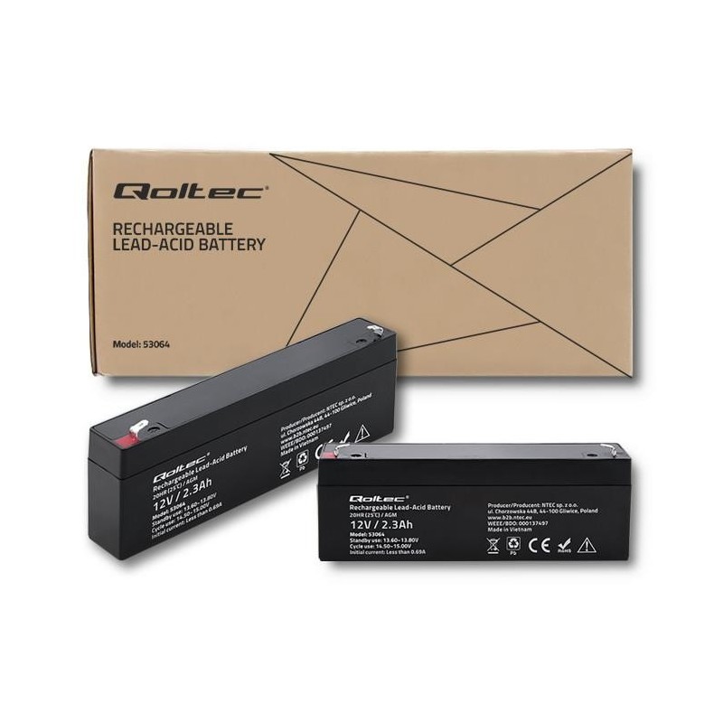 Akumulator AGM Qoltec 12V | 2.3Ah | PartsPC.pl