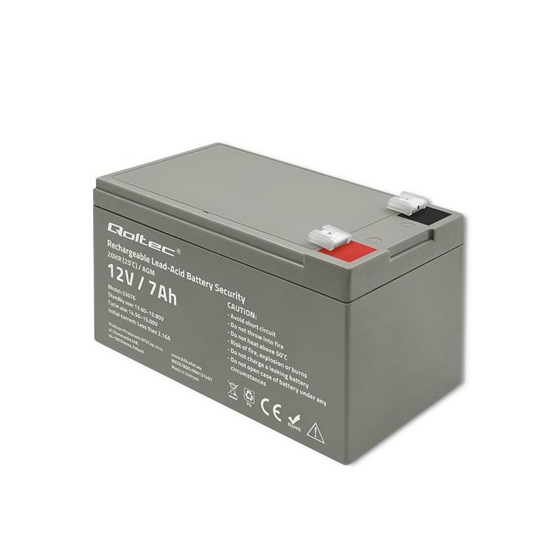 Akumulator AGM Qoltec 12V | 7Ah | Security | PartsPC.pl