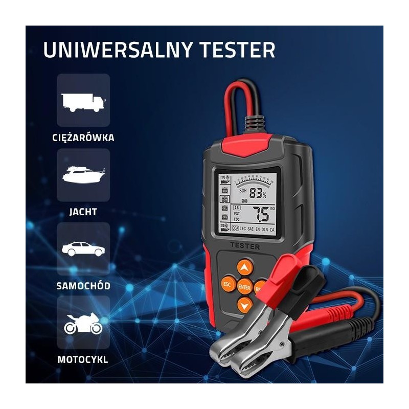Tester cyfrowy Qoltec akumulatora z wyświetlaczem LCD | 12V … | PartsPC.pl