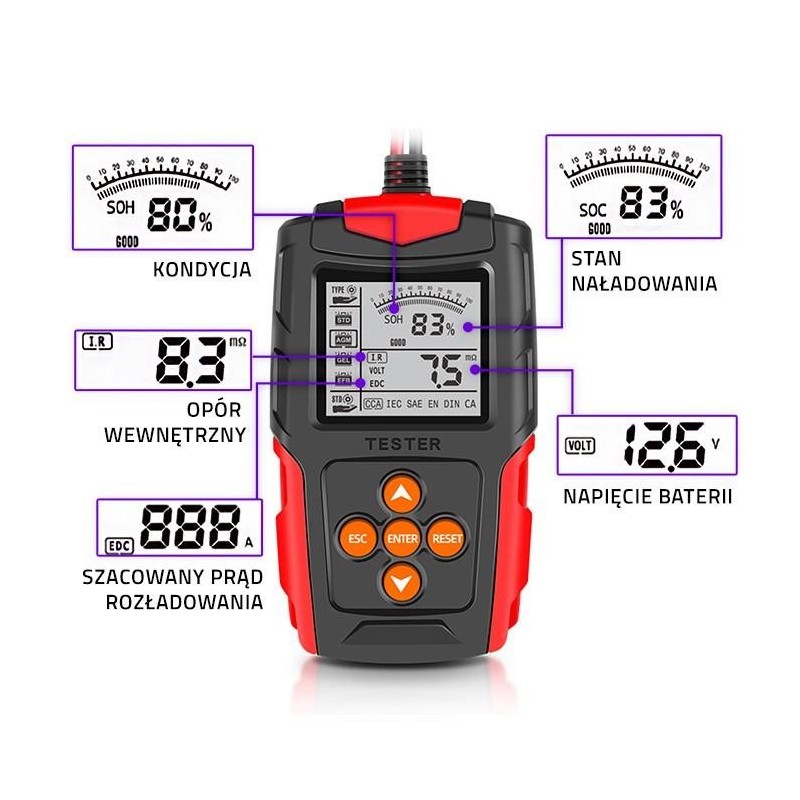 Tester cyfrowy Qoltec akumulatora z wyświetlaczem LCD | 12V … | PartsPC.pl