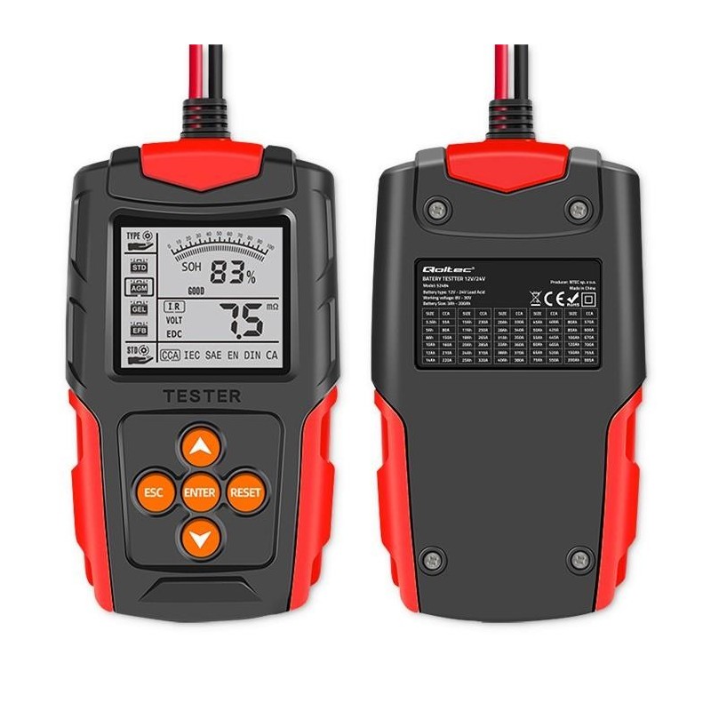 Tester cyfrowy Qoltec akumulatora z wyświetlaczem LCD | 12V … | PartsPC.pl