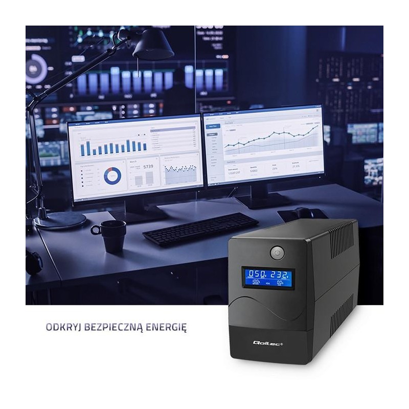 Zasilacz awaryjny UPS Qoltec Monolith | 850VA | 480W | LCD |… | PartsPC.pl