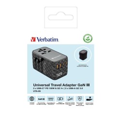 Adapter podróżny Verbatim UTA-06 GaN III globalny 2xUSB-C PD… | PartsPC.pl