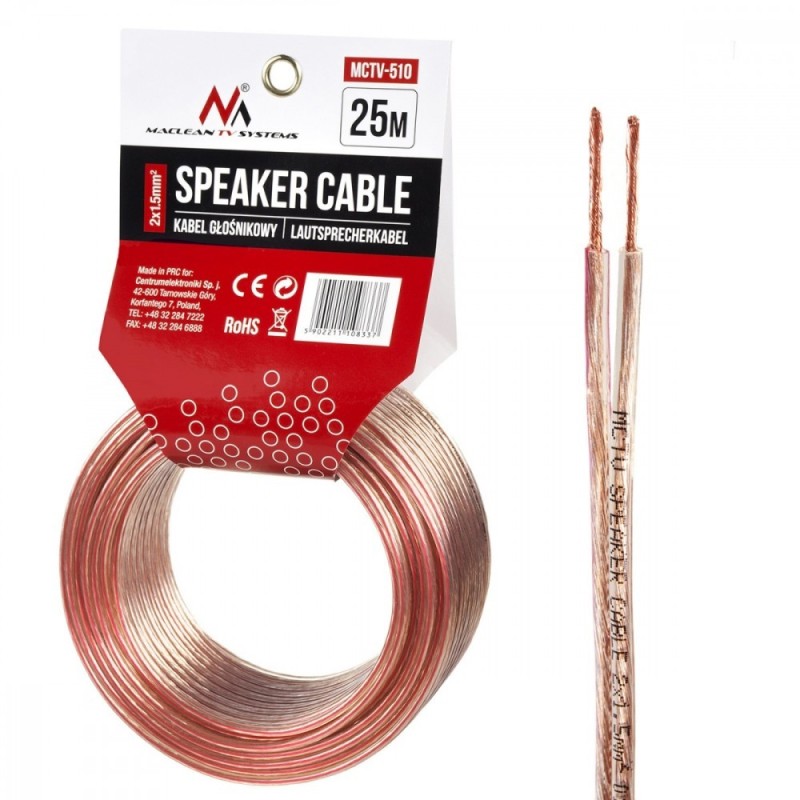 Kabel głośnikowy Maclean MCTV-510 2*1,5mm2 48*020CCA 25m | PartsPC.pl