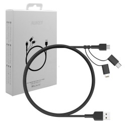 AUKEY CB-BAL5 3w1 kabel micro USB | USB-C | Lightning | 1.2m nylonowy oplot