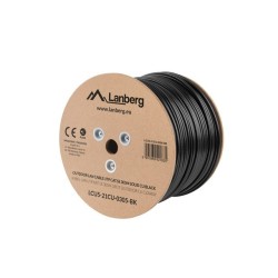 Kabel UTP Lanberg kat. 5e 305m drut Outdoor CU czarny | PartsPC.pl