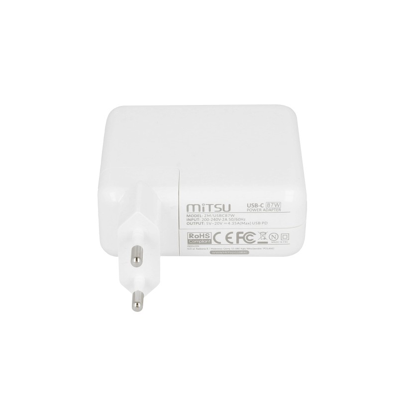 Zasilacz sieciowy Mitsu 87W USB-C, USBC, 5-20.2V, 3-4.3A (wh… | PartsPC.pl
