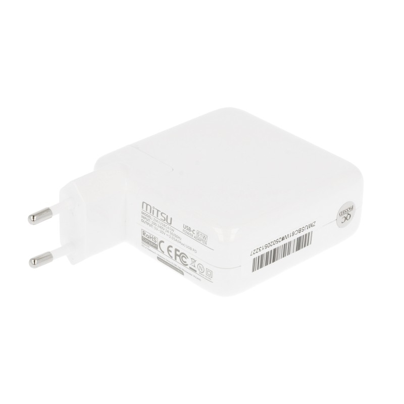 Zasilacz sieciowy Mitsu 61W USB-C, USBC, 5-20.3V, 3A (white)… | PartsPC.pl