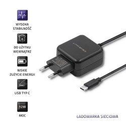 Ładowarka sieciowa Qoltec 12W | 5V | 2,4A | USB typ C | Czarna