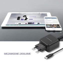 Ładowarka sieciowa Qoltec 12W | 5V | 2,4A | USB typ C | Czarna