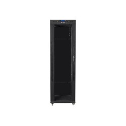 Szafa instalacyjna Rack stojąca 19" 42U 600x600 czarna drzwi szklane LCD