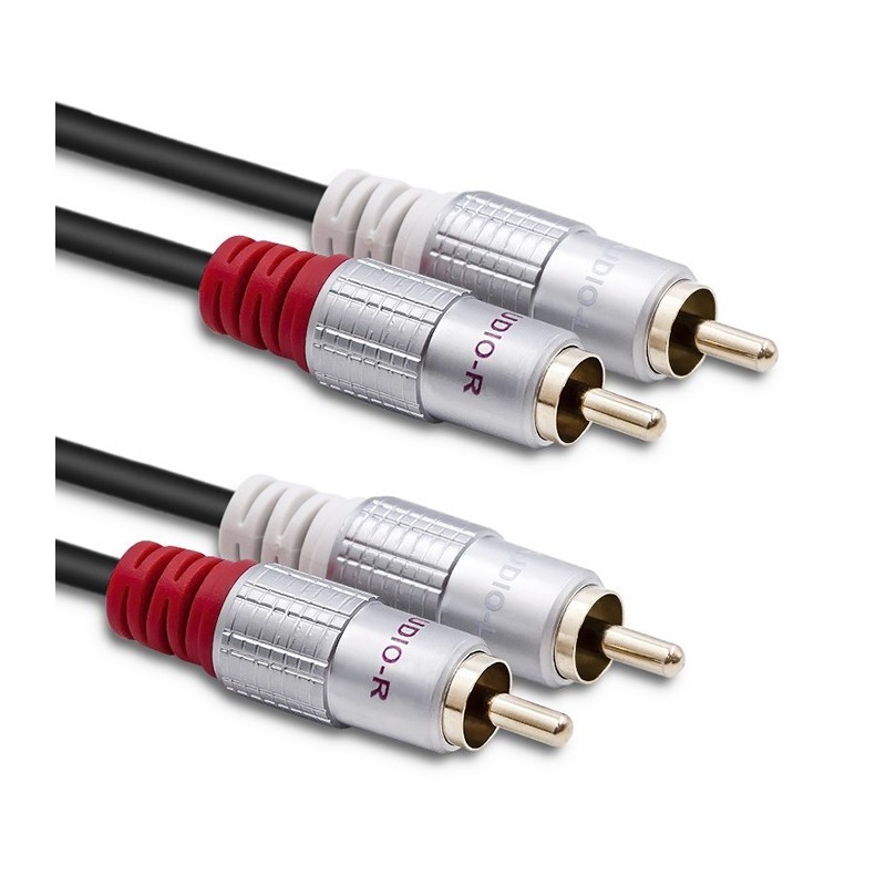 Kabel Qoltec 2xRCA męski / 2xRCA męski | 2m | Czarny | PartsPC.pl