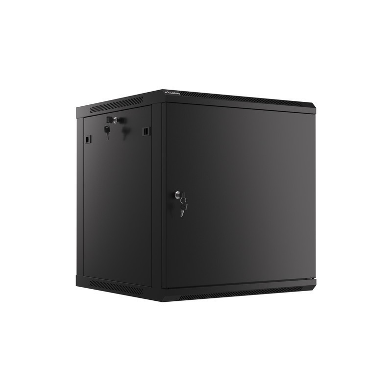 Szafa instalacyjna Rack wisząca 19" 12U 600x600 czarna drzwi metalowe