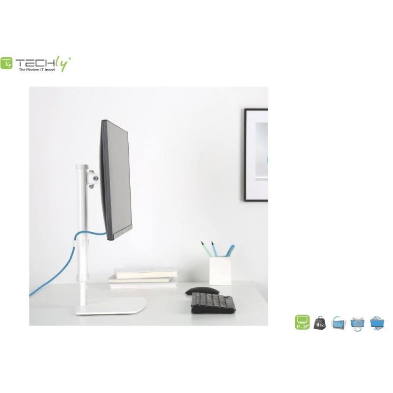 Uchwyt biurkowy Techly 17"-27", 6kg pionowy | PartsPC.pl