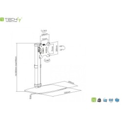 Uchwyt biurkowy Techly 17"-27", 6kg pionowy | PartsPC.pl