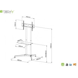Stojak mobilny Techly 30"-65", 60kg regulowany | PartsPC.pl