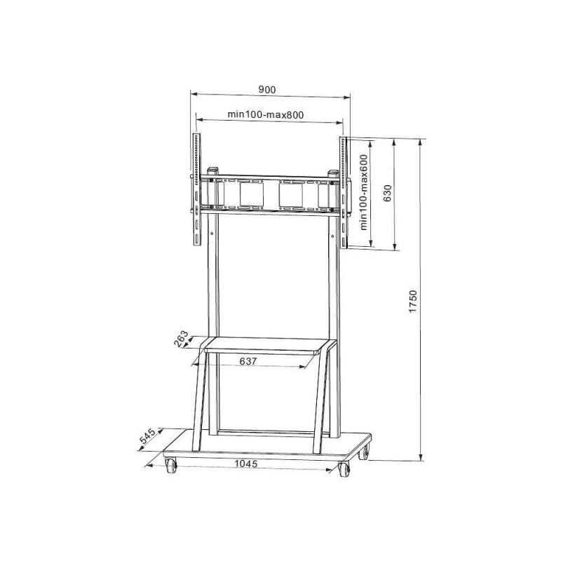 Stojak mobilny Techly 55"-100", 150kg z półką | PartsPC.pl