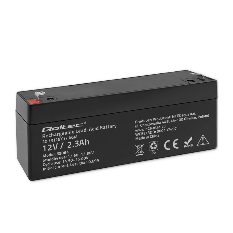 Akumulator AGM Qoltec 12V | 2.3Ah | PartsPC.pl