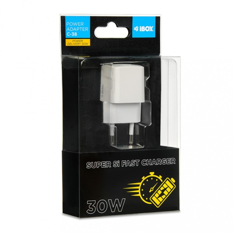 Ładowarka sieciowa iBOX C-38 USB-C PD 30W biała | PartsPC.pl