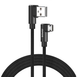 Kabel USB SAVIO CL-162 USB A (M) - Micro USB (M), 2m, kątowy, dwustronny,