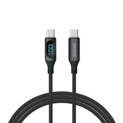 Kabel USB SAVIO CL-174, USB-C do USB-C, z wyświetlaczem cyfrowym, 1m,