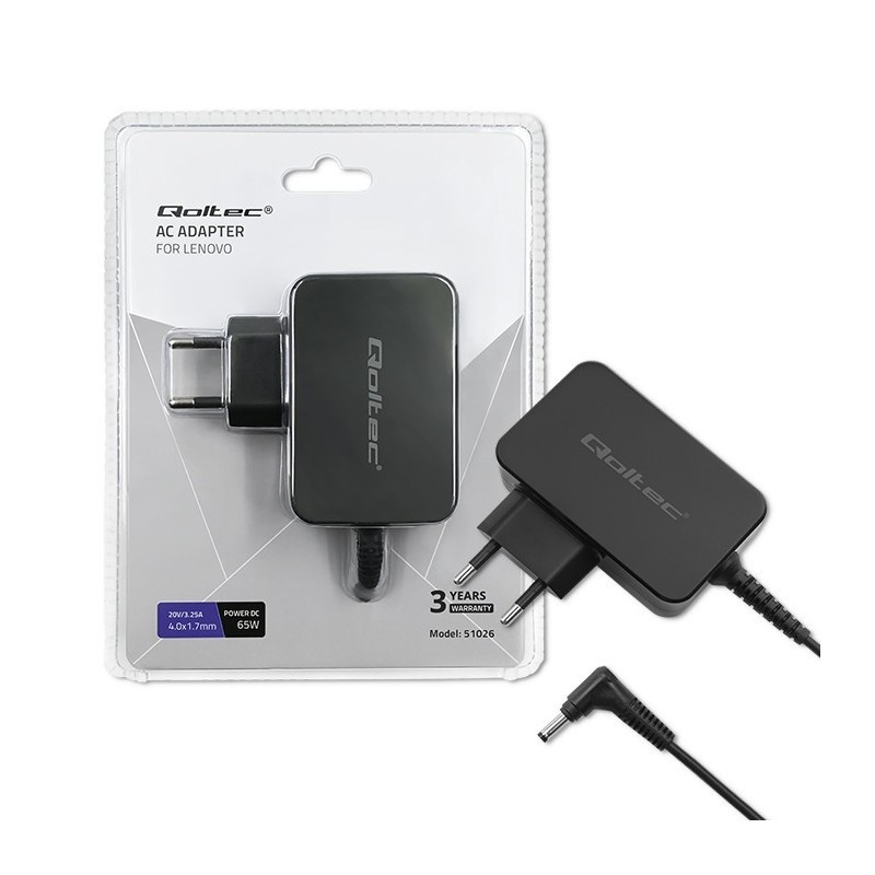 Zasilacz sieciowy Qoltec do Lenovo 65W | 20V | 3,25A | 4.0*1… | PartsPC.pl