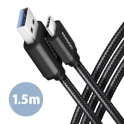 AXAGON BUCM3-AM15AB Kabel USB-C - USB-A, 1.5m, USB 3.2 Gen 1 3A, ALU,