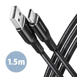 AXAGON BUCM-AM15AB Kabel USB-C - USB-A, 1.5m, USB 2.0, 3A, ALU, oplot,