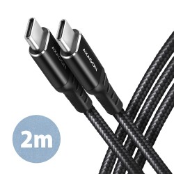 AXAGON BUCM-CM20AB Kabel USB-C - USB-C 2.0, 2m, PD 60W, 3A, ALU, oplot