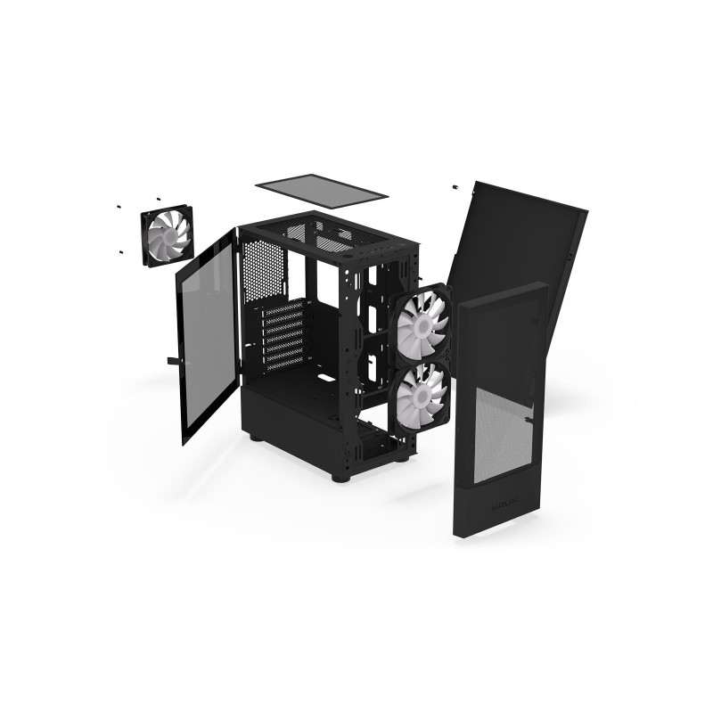 Obudowa KRUX Vako RGB ATX/mciroATX/Mini ATX z oknem, b... | PartsPC.pl