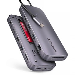 AXAGON HMC-12GM2 Wieloportowy hub USB 12in1 + M.2 NVMe/SATA pozycja,