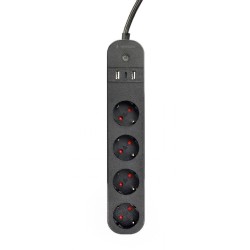 Gembird Inteligentna listwa Tuya 4xDE 2xUSB-A 1xUSB-C Czarna
