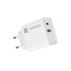 Ładowarka sieciowa Natec Ribera 1x USB-A + 1x USB-C 20W biał… | PartsPC.pl