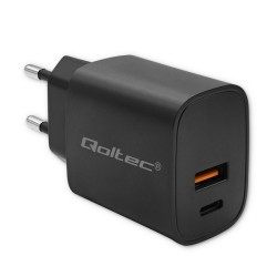 Ładowarka sieciowa Qoltec GaN POWER PRO | 1xUSB-C | 1xUSB | 30W | 5-20V |
