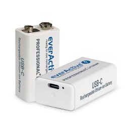 Akumulatorek everActive 6F22/9V Li-ion 550 mAh z USB TYP C… | PartsPC.pl