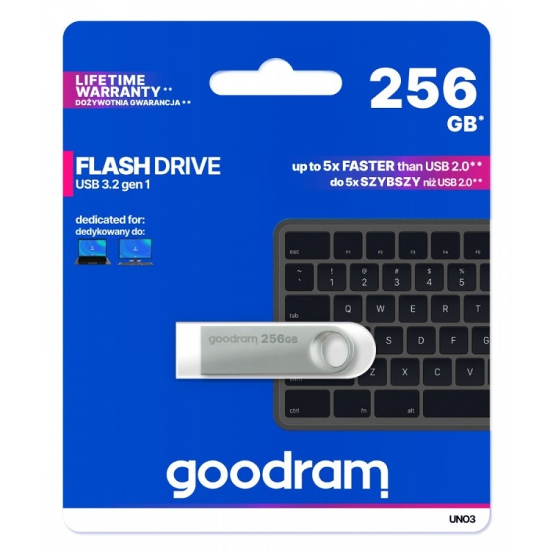 Pendrive GOODRAM UNO3 256GB USB 3.2 Gen 1 Srebrny