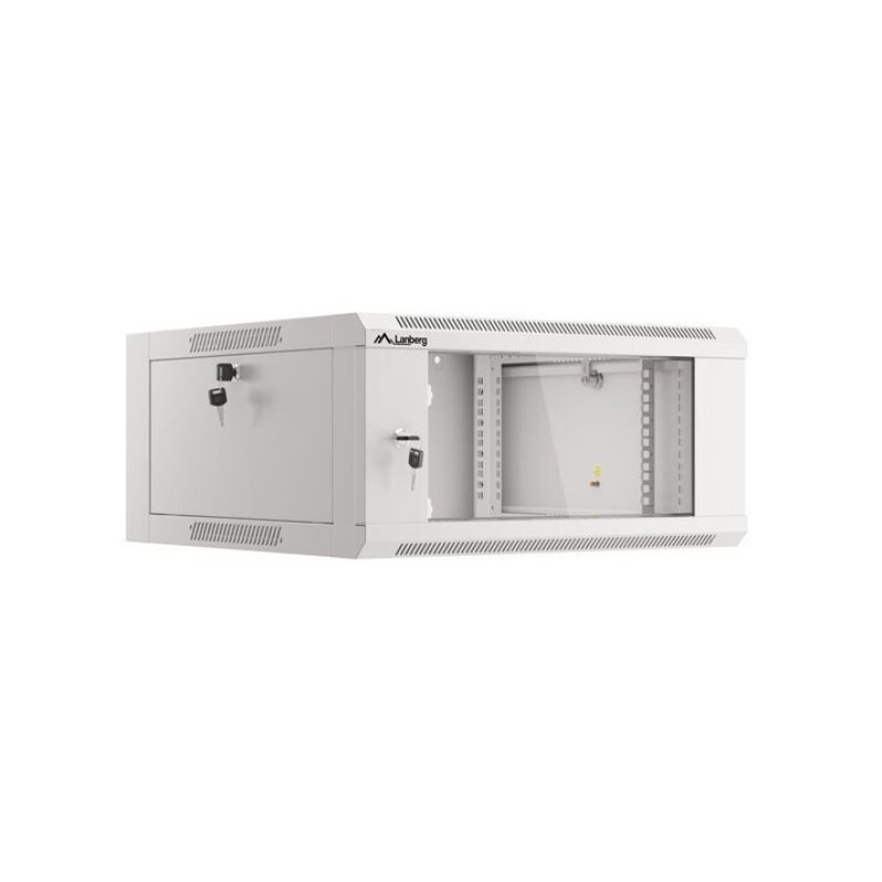 Szafa instalacyjna Lanberg rack wisząca 19" 4U 600 drzwi szklane szara