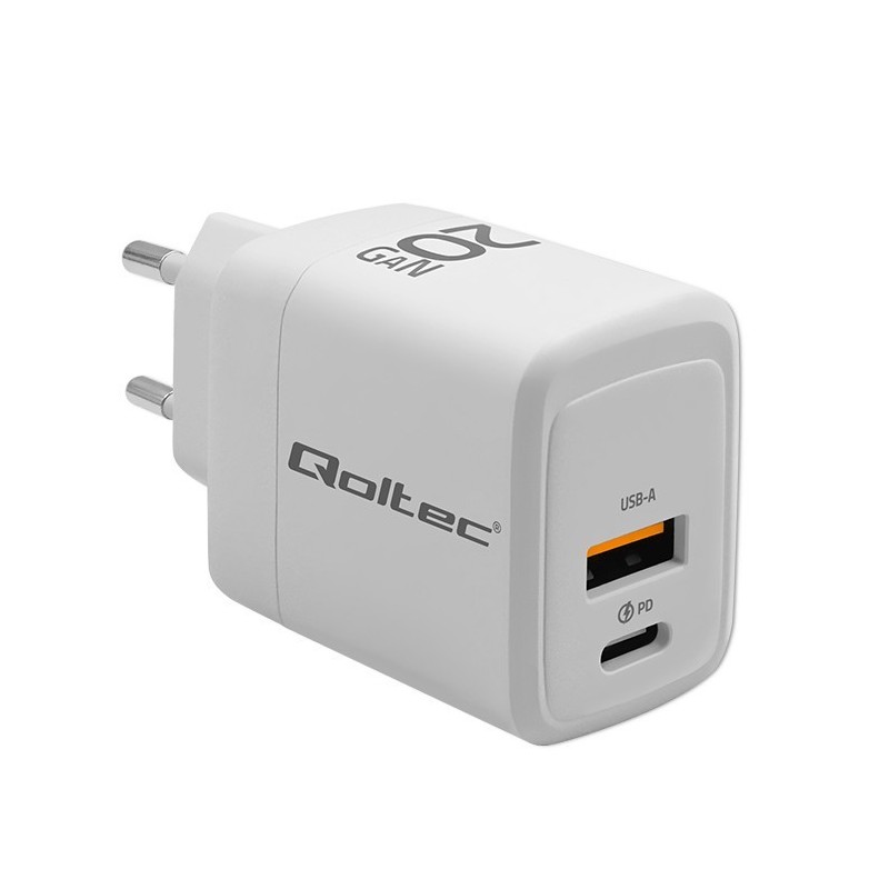 Ładowarka sieciowa Qoltec 20W GaN | 5-20V | 1.5-3A | 1xUSB-C… | PartsPC.pl