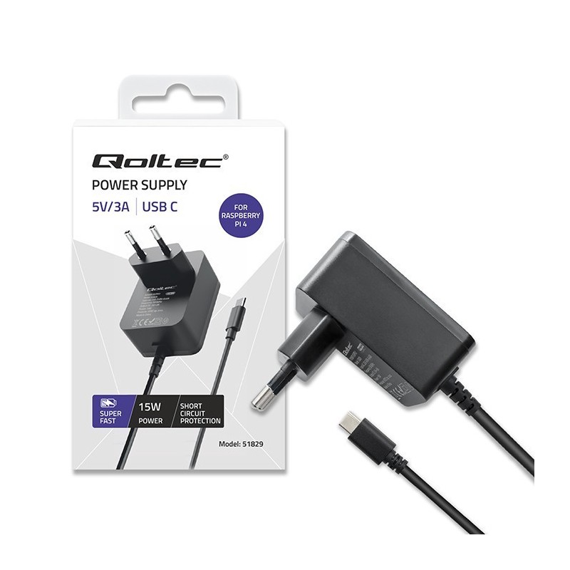 Ładowarka Qoltec Super FAST PD do Raspberry PI 4 | USB-C... | PartsPC.pl