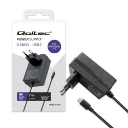 Ładowarka Qoltec Super FAST PD do Raspberry PI 5 | USB-C | 27W | 5-12V |