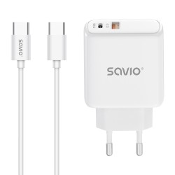 Ładowarka sieciowa z kablem USB-C Savio LA-10 30W Quick Charge, Power