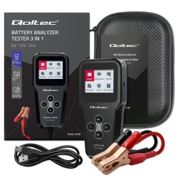 Tester cyfrowy Qoltec akumulatora 3w1 z LCD | Polskie Menu | 6V | 12V | 24V