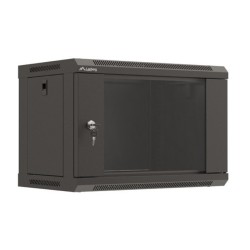 Szafa instalacyjna Rack wisząca 19" 6U 540x350 czarna Drzwi przeszklone