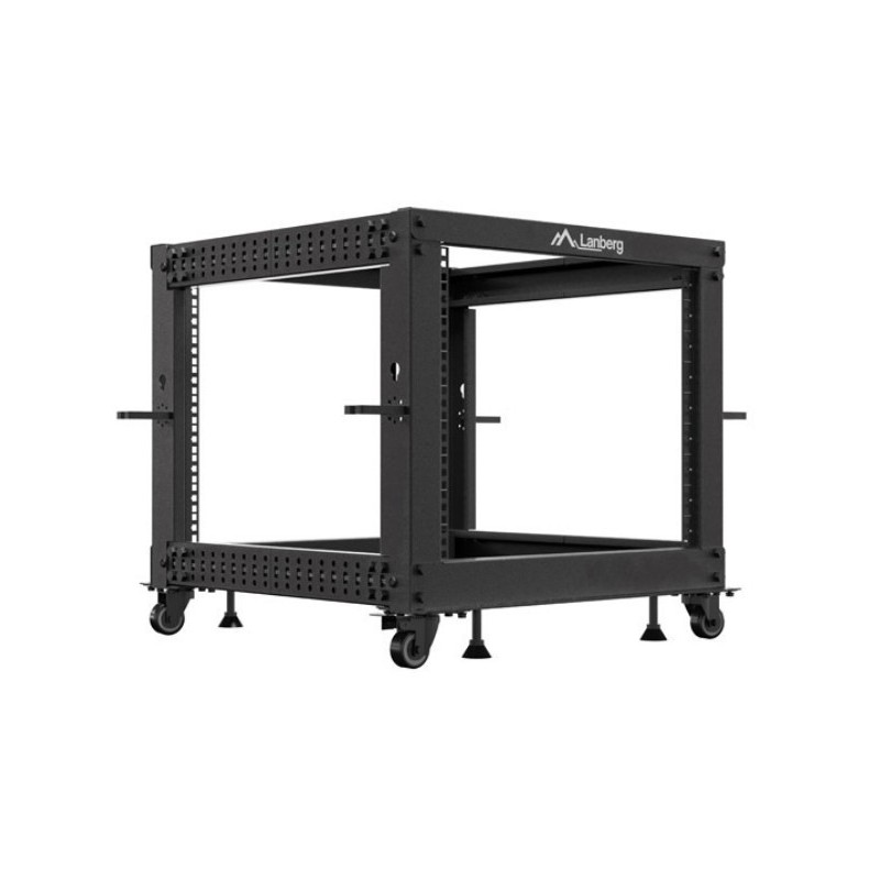 Stojak open rack Lanberg 19" 9U 600x600-1100 regulowany czarny