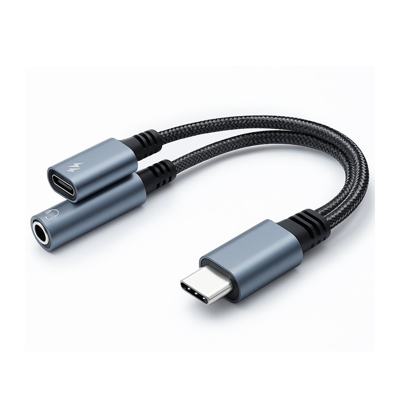 Kabel adapter Qoltec 2w1 USB-C - USB-C + Jack 3.5mm, PD 15W,… | PartsPC.pl